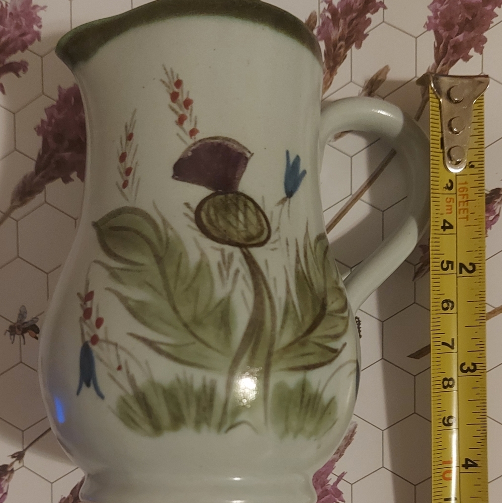 Buchan thistle stoneware jug, Made In Portobello Scotland